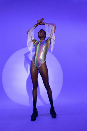Rainbow Bodysuit Fringes AUDREY Lettau Art Fashion – LETTAU FASHION