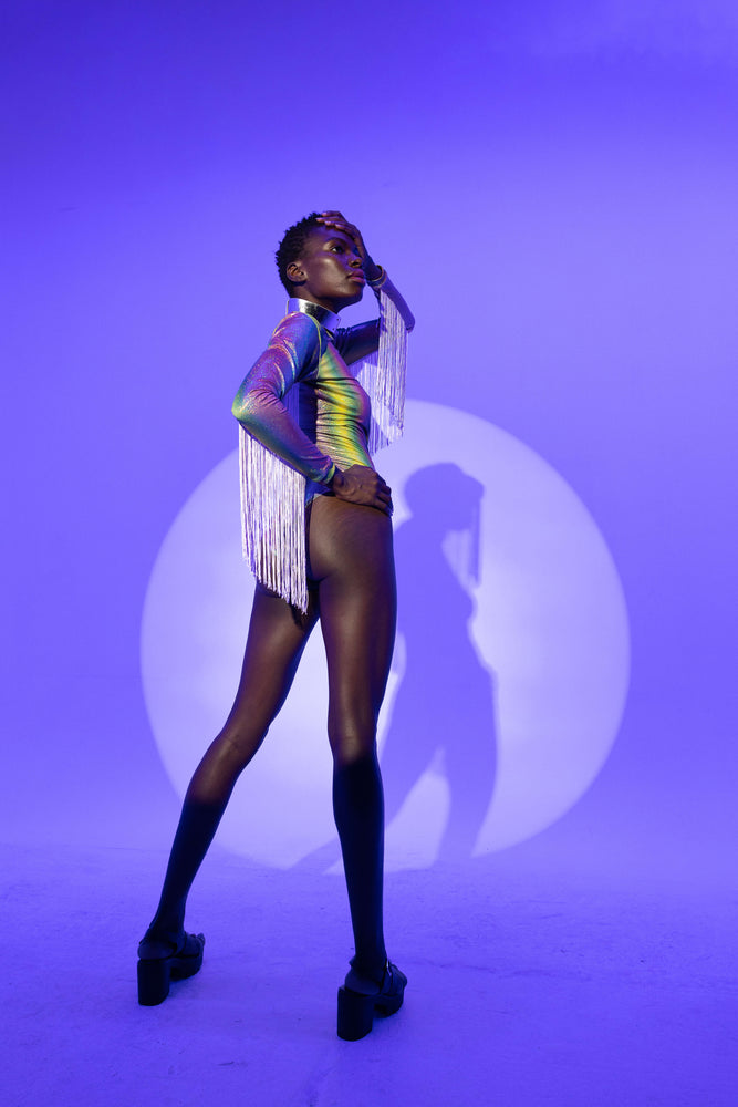 Rainbow Bodysuit Fringes AUDREY Lettau Art Fashion – LETTAU FASHION