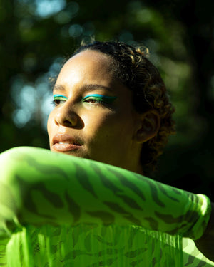 NEON GREEN Bodysuit Fringes "BUTTERFLY" Lettau Art Fashion