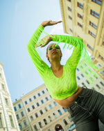 NEON GREEN Fringes Top "BUTTERFLY" Lettau Art Fashion