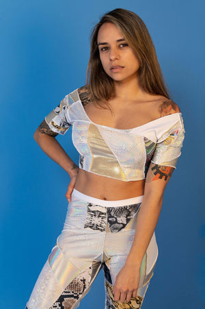 
            
                Load image into Gallery viewer, ZERO WASTE Patchwork Crop Top Short Sleeved
            
        