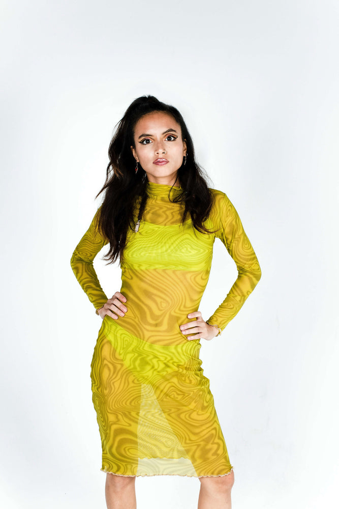 
            
                Load image into Gallery viewer, Long-Sleeved Mesh Dress Turtleneck &amp;quot;TURTUGITA&amp;quot;
            
        